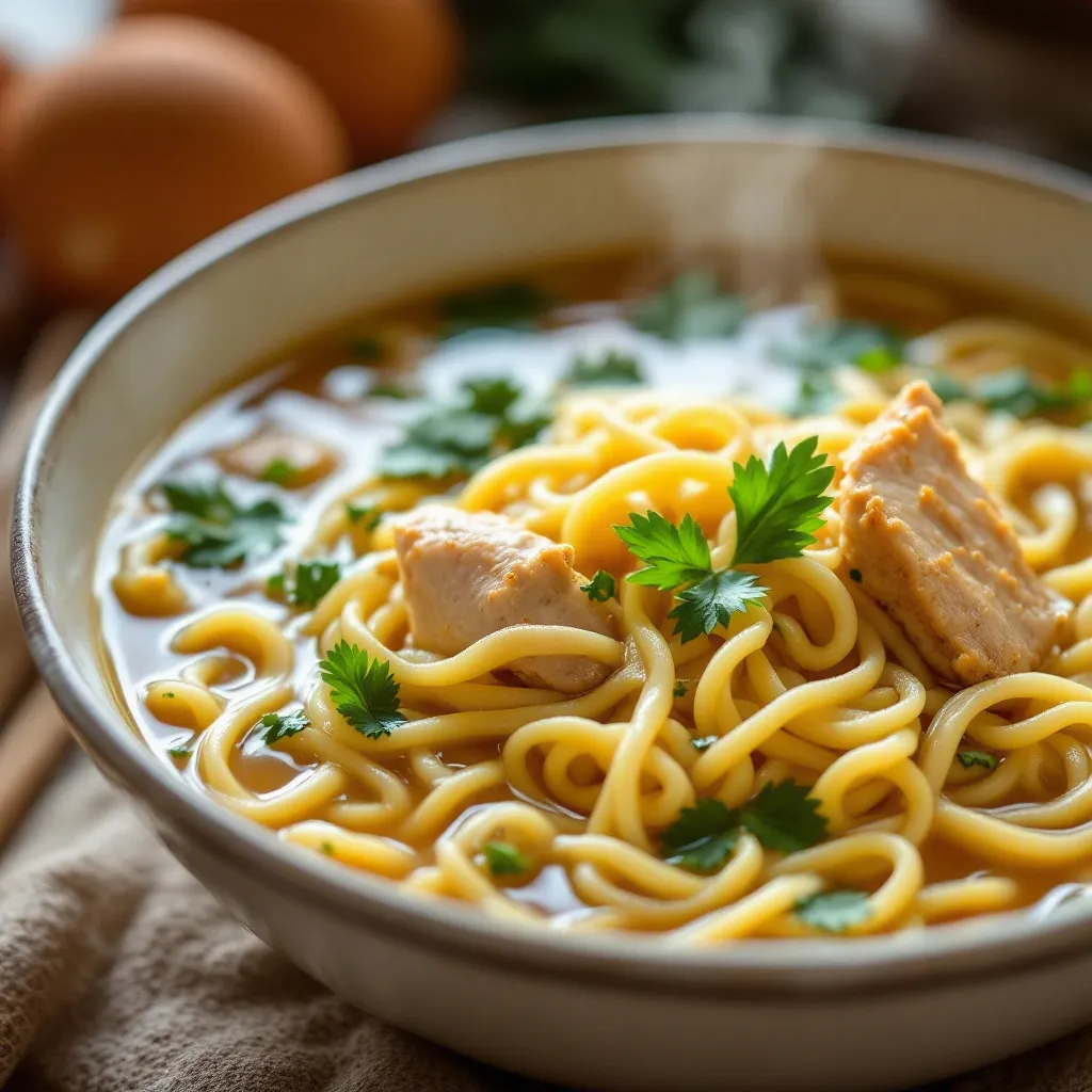 creamy chicken noodle soup preparation steps