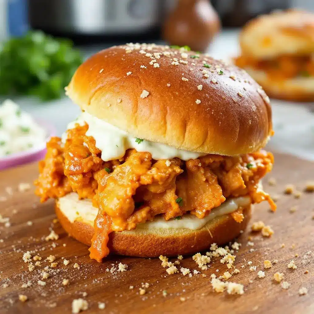 creamy crockpot buffalo chicken sliders preparation steps