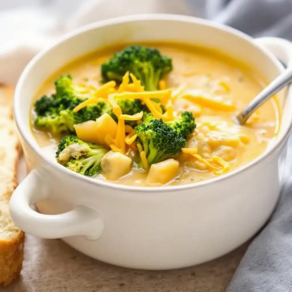 creamy crockpot cheddar broccoli soup preparation steps