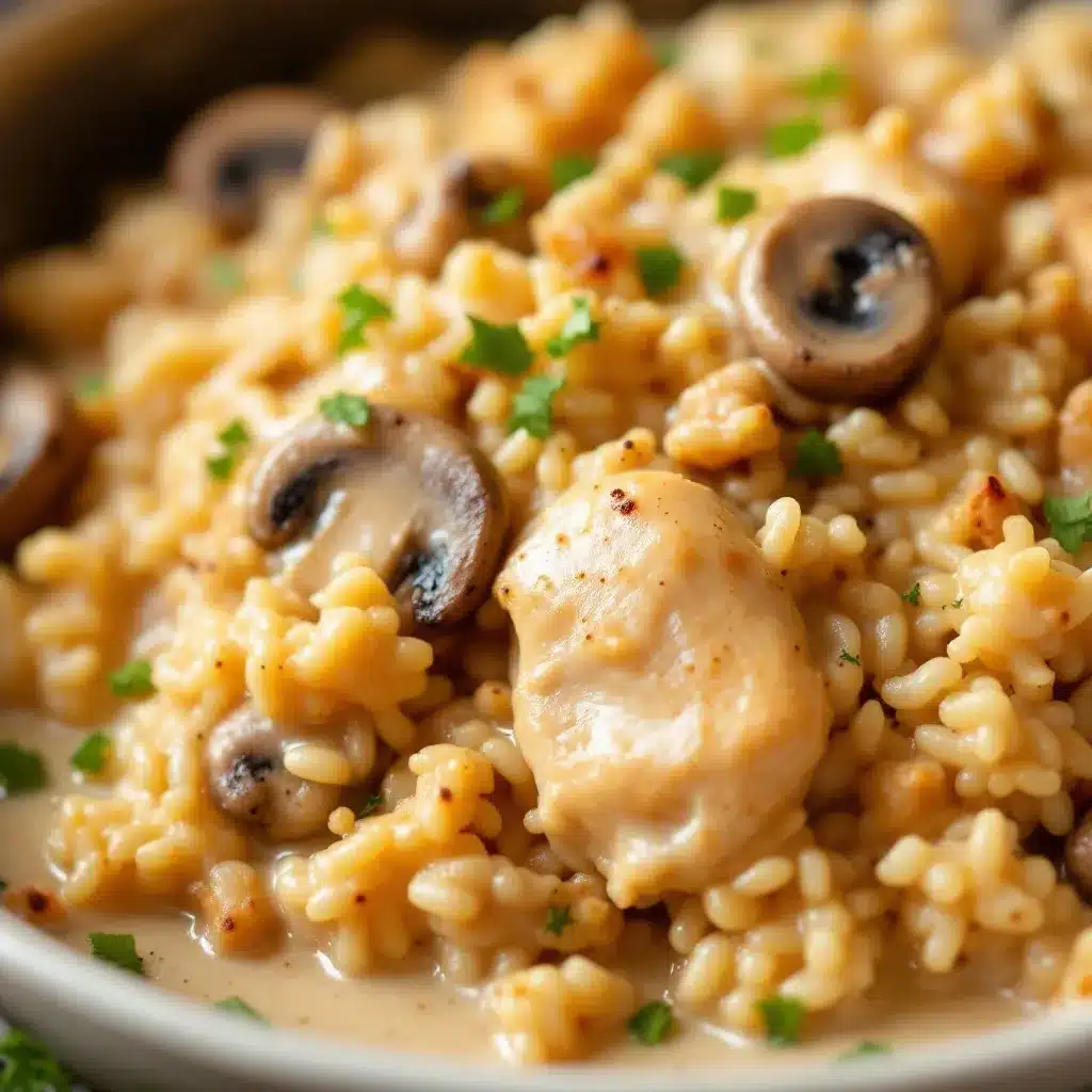 creamy crockpot chicken and rice preparation steps