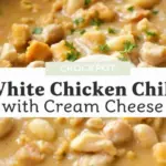 creamy crockpot white chicken chili with cream cheese - featured image
