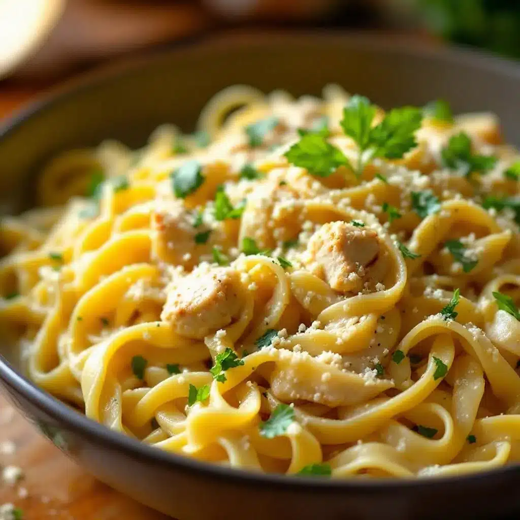creamy garlic parmesan chicken pasta skillet - featured image