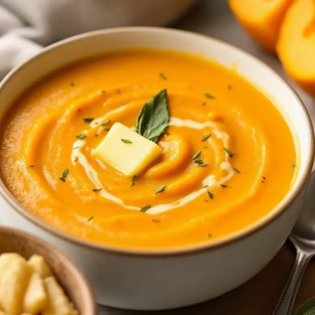 creamy one-pot butternut squash soup with sage preparation steps