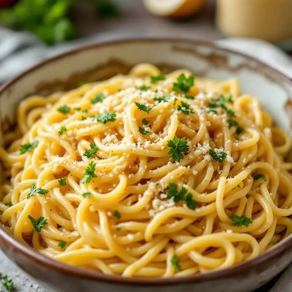 creamy one-pot garlic parmesan pasta preparation steps