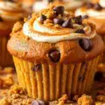 creamy pumpkin chocolate chip muffins - featured image