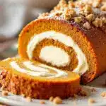 creamy pumpkin roll with cream cheese filling - featured image