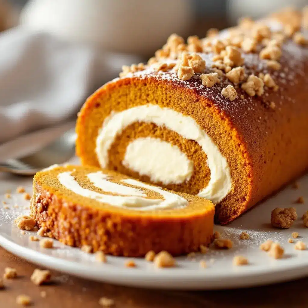 creamy pumpkin roll with cream cheese filling preparation steps