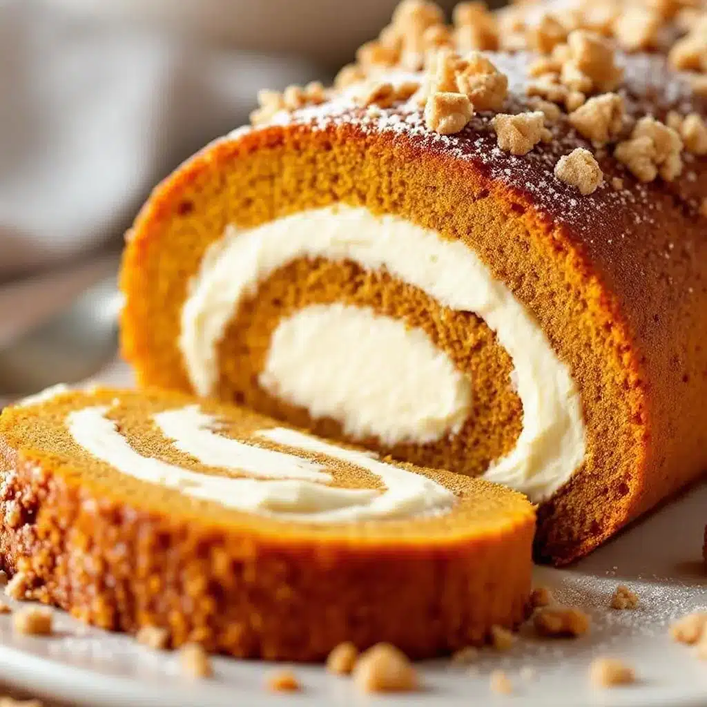 creamy pumpkin roll with cream cheese filling - featured image