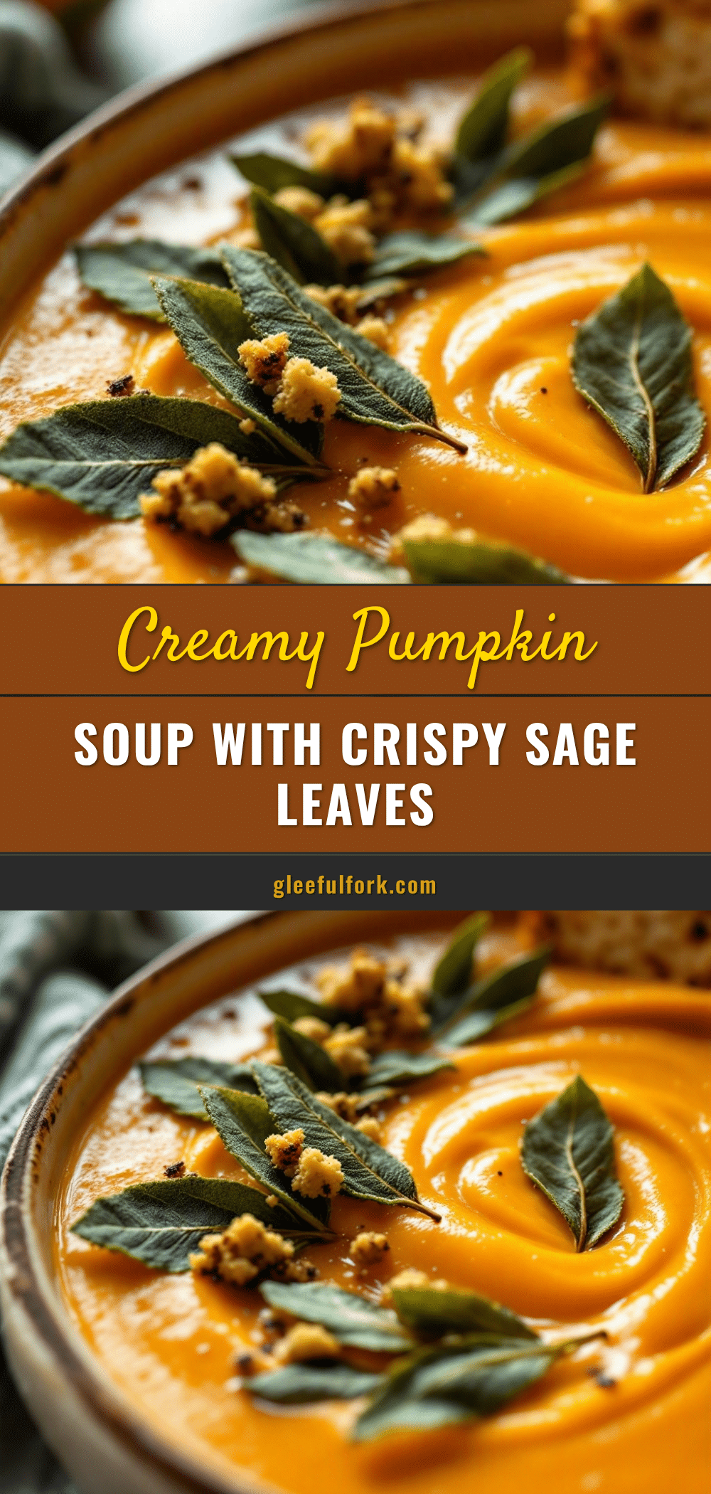 creamy pumpkin soup with crispy sage leaves recipe