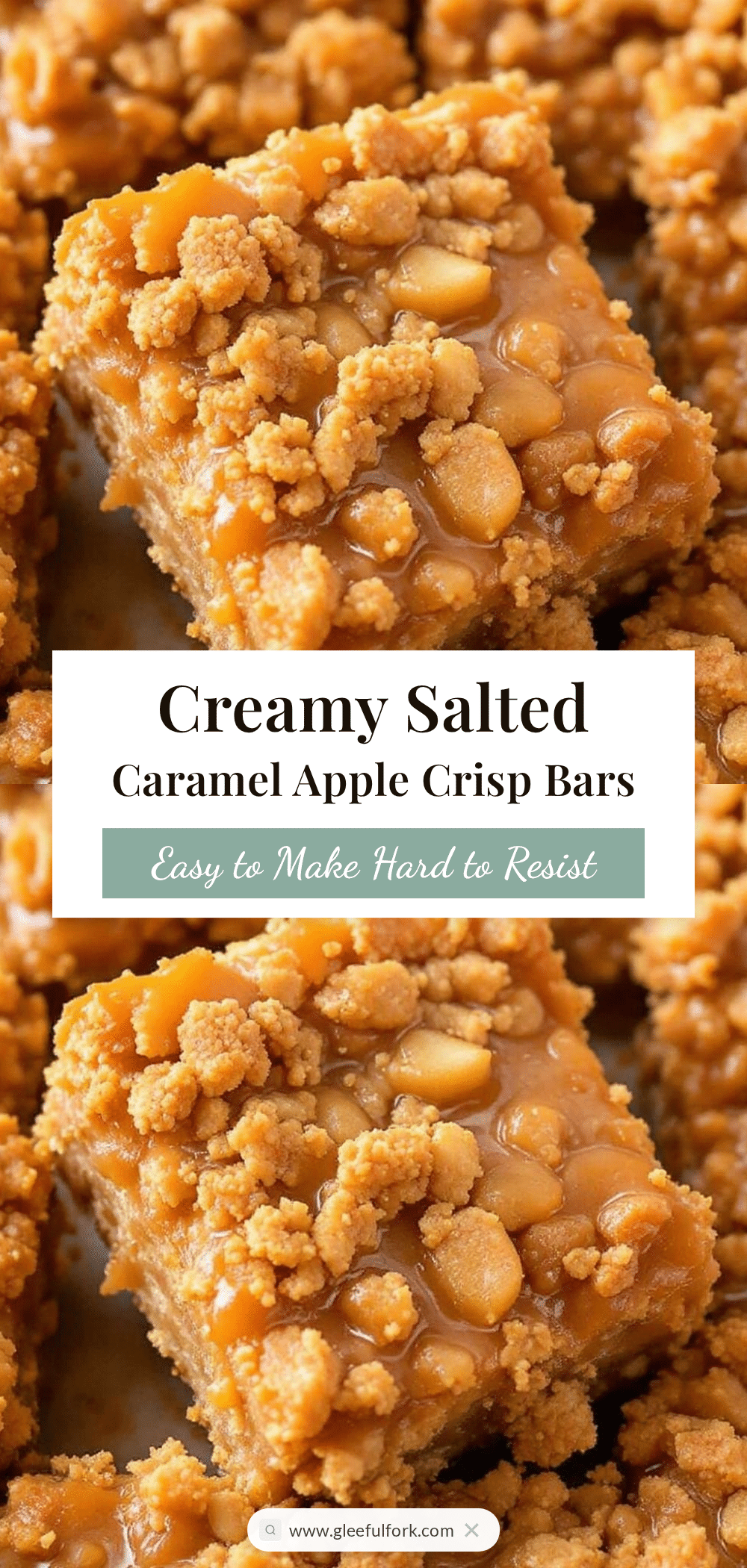 creamy salted caramel apple crisp bars recipe