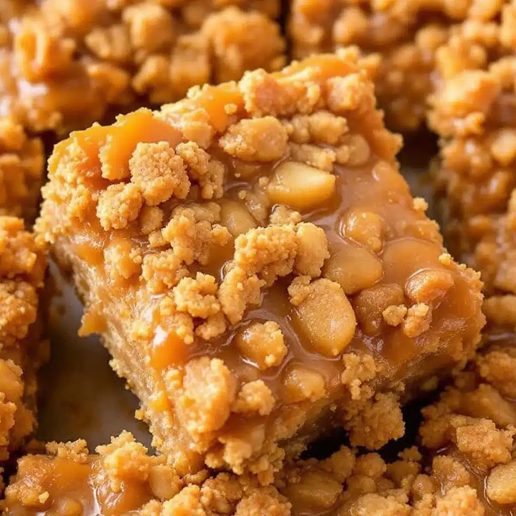 creamy salted caramel apple crisp bars - featured image