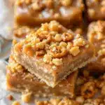 crispy caramel apple pretzel bars - featured image