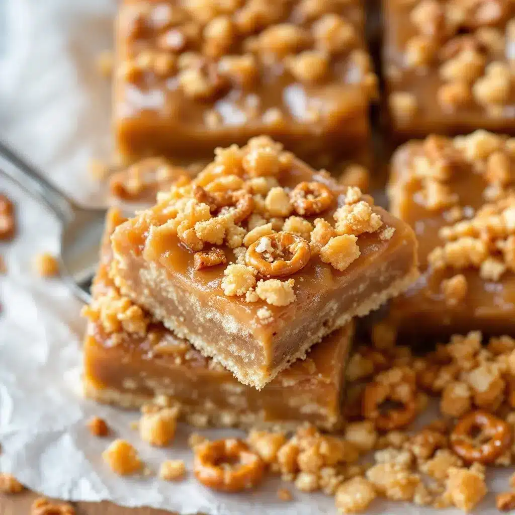 crispy caramel apple pretzel bars preparation steps