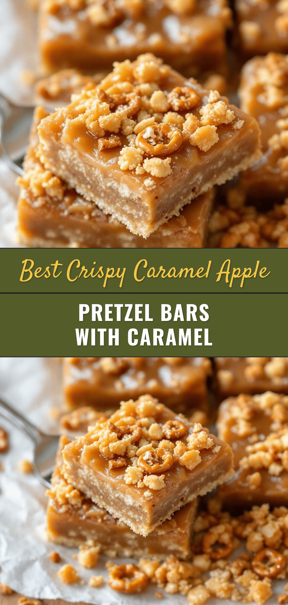 crispy caramel apple pretzel bars recipe