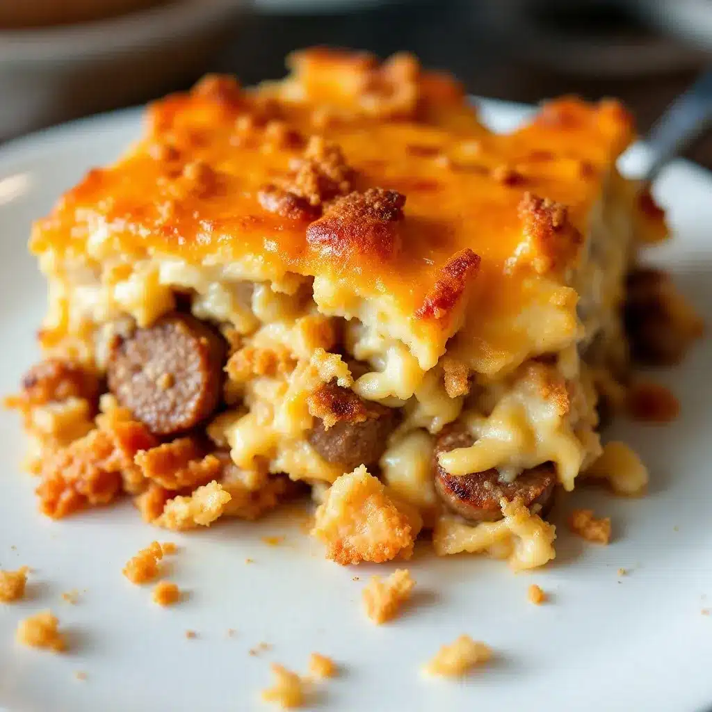 Crispy Cheesy Sausage Breakfast Casserole preparation steps
