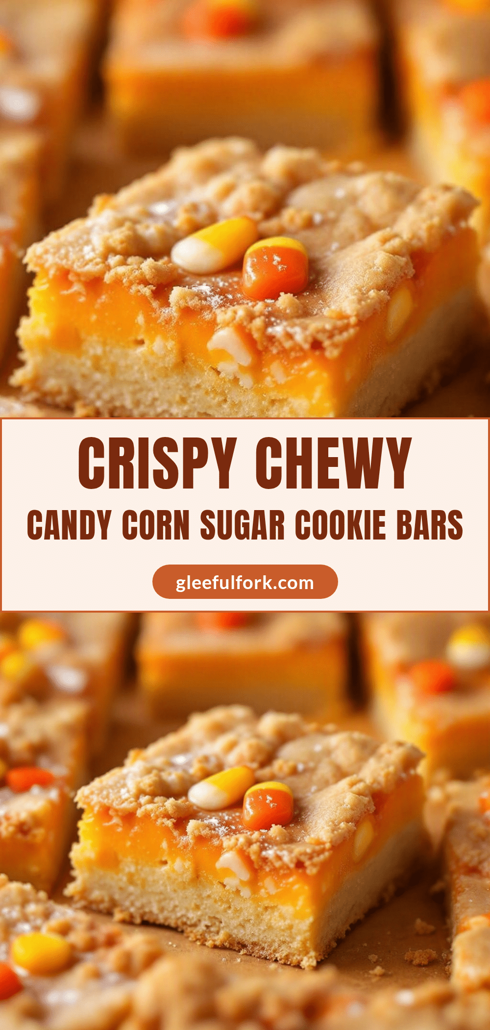 Crispy Chewy Candy Corn Sugar Cookie Bars recipe
