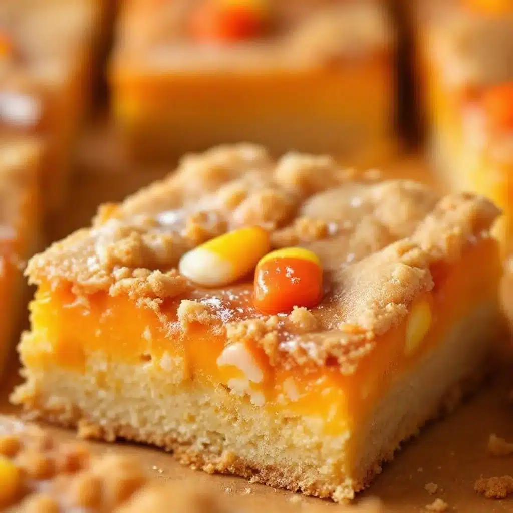 Crispy Chewy Candy Corn Sugar Cookie Bars - featured image