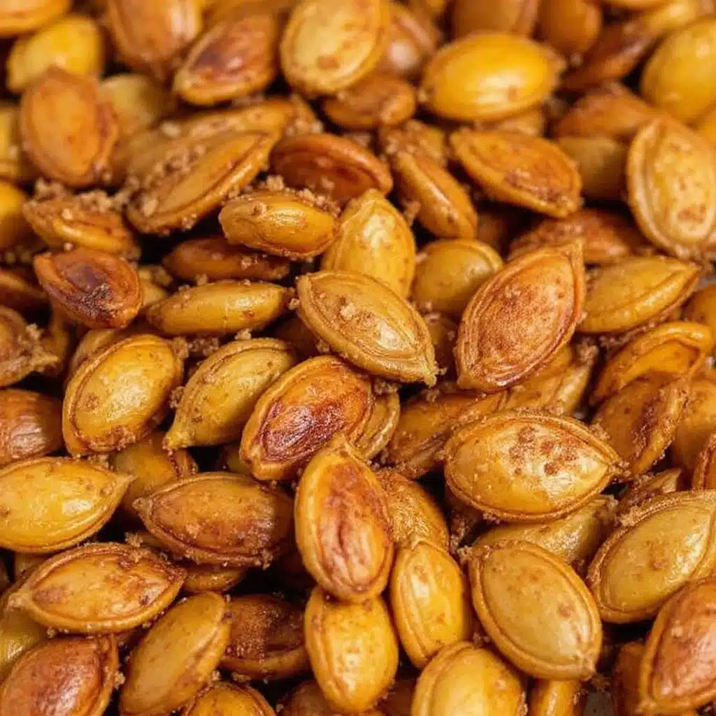 crispy cinnamon sugar roasted pumpkin seeds - featured image