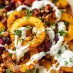 crispy maple roasted delicata squash rings - featured image
