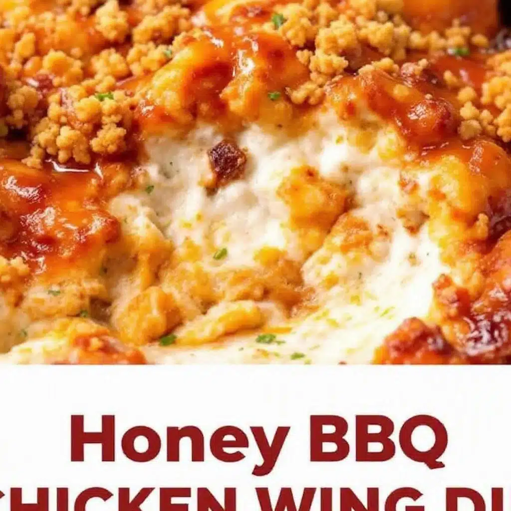 crispy oven-baked honey BBQ chicken wing dip - featured image