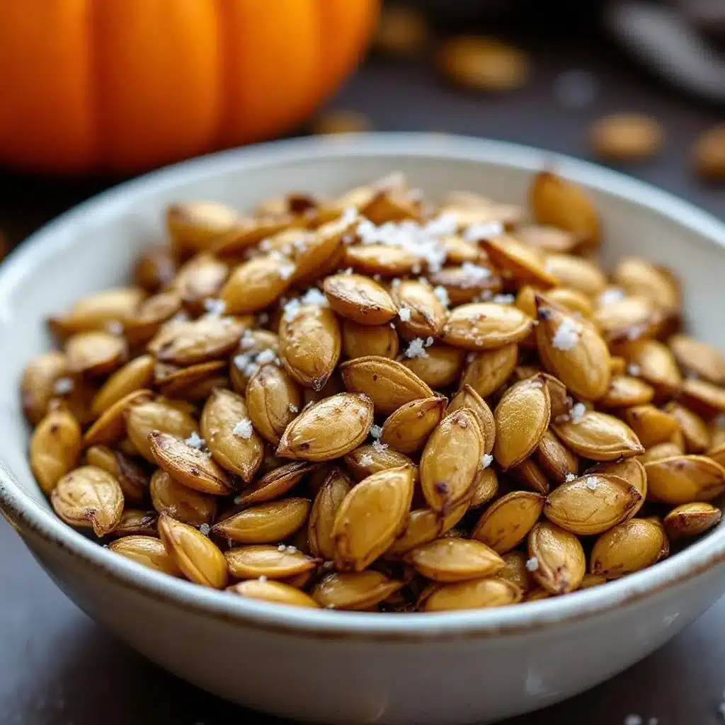 crispy roasted pumpkin seeds with sea salt - featured image