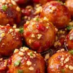 easy crockpot cranberry meatballs - featured image