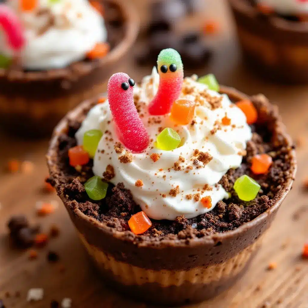 Easy Halloween Dirt Cups with Gummy Worms preparation steps
