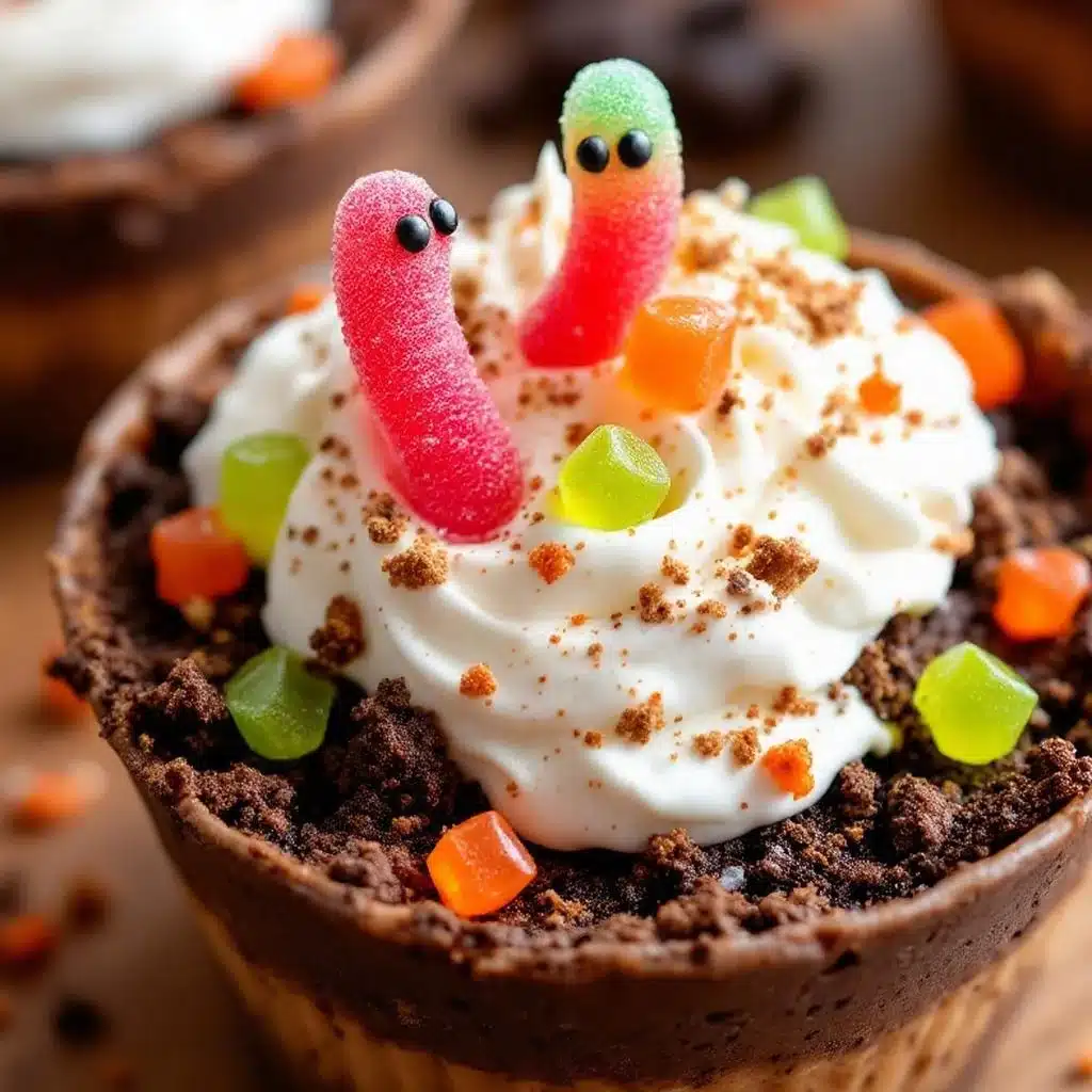 Easy Halloween Dirt Cups with Gummy Worms - featured image