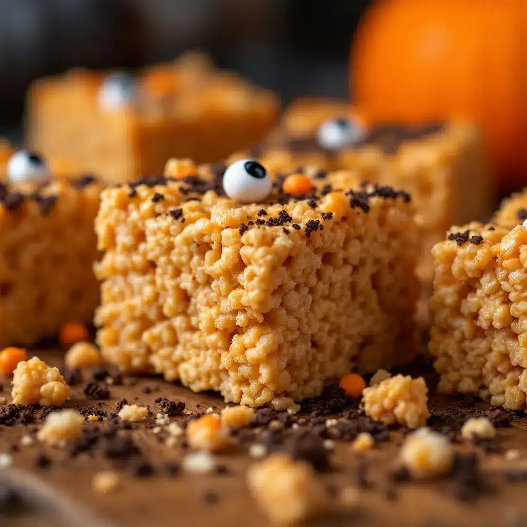 Easy Halloween Rice Krispie Treats With Candy Eyes preparation steps
