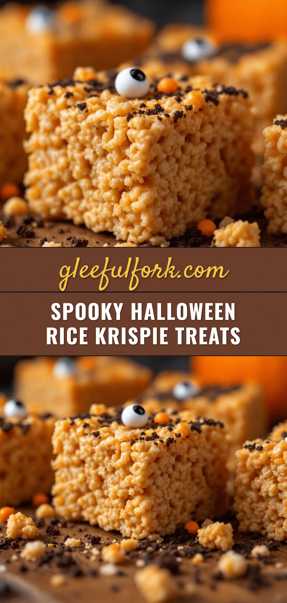 Easy Halloween Rice Krispie Treats With Candy Eyes recipe