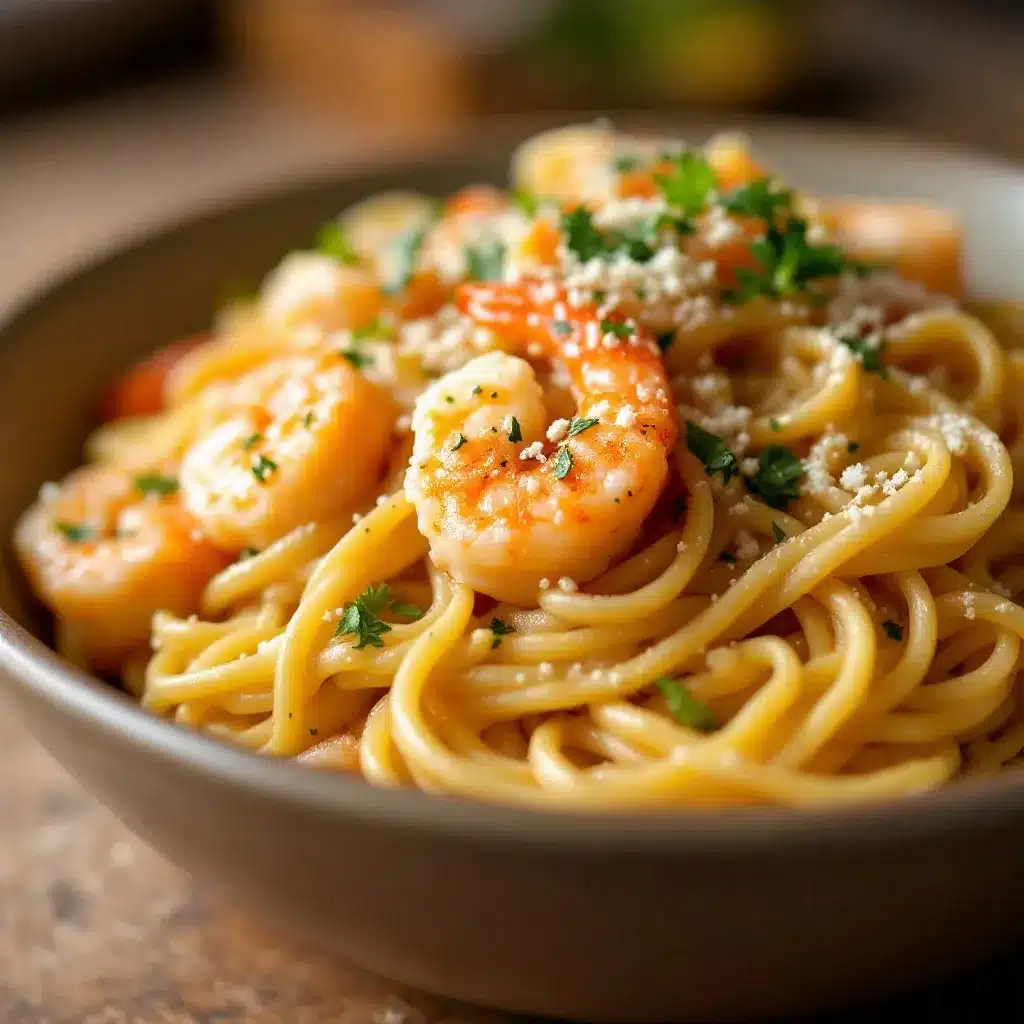 garlic butter shrimp pasta preparation steps