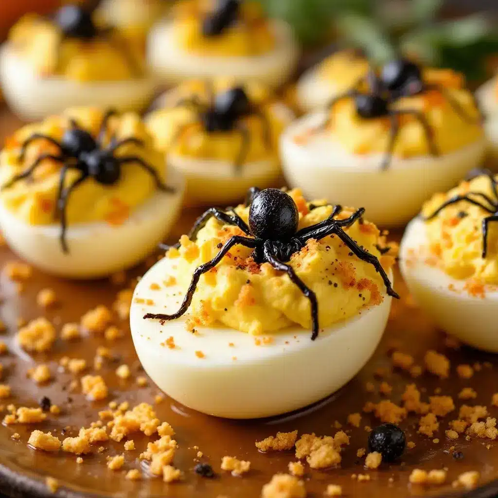 Halloween deviled eggs preparation steps