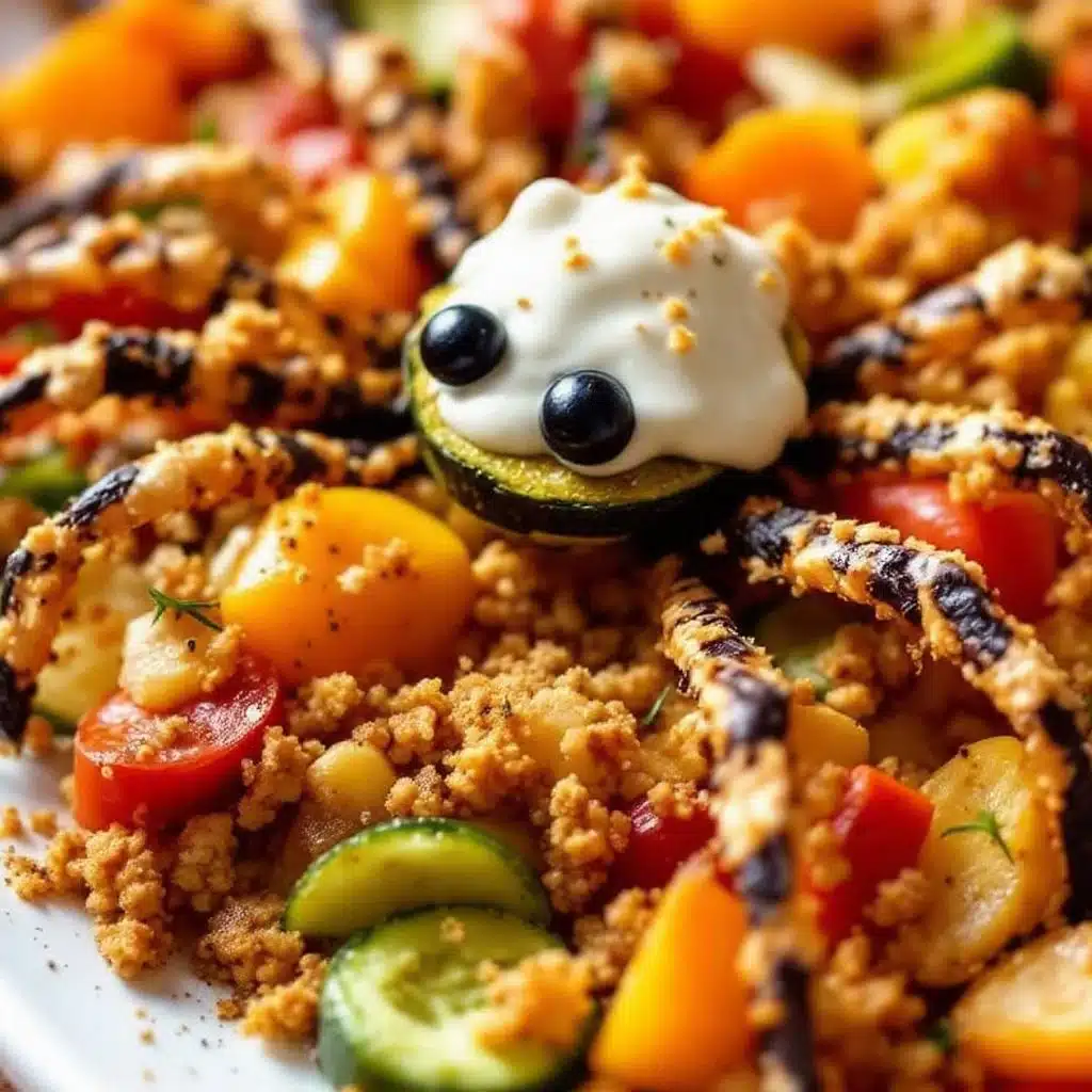 halloween veggie spider tray ranch - featured image