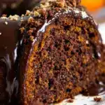 moist chocolate pumpkin bundt cake with espresso glaze - featured image