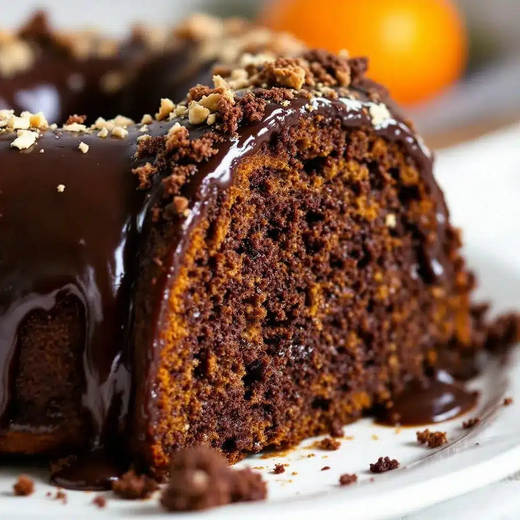 moist chocolate pumpkin bundt cake with espresso glaze preparation steps