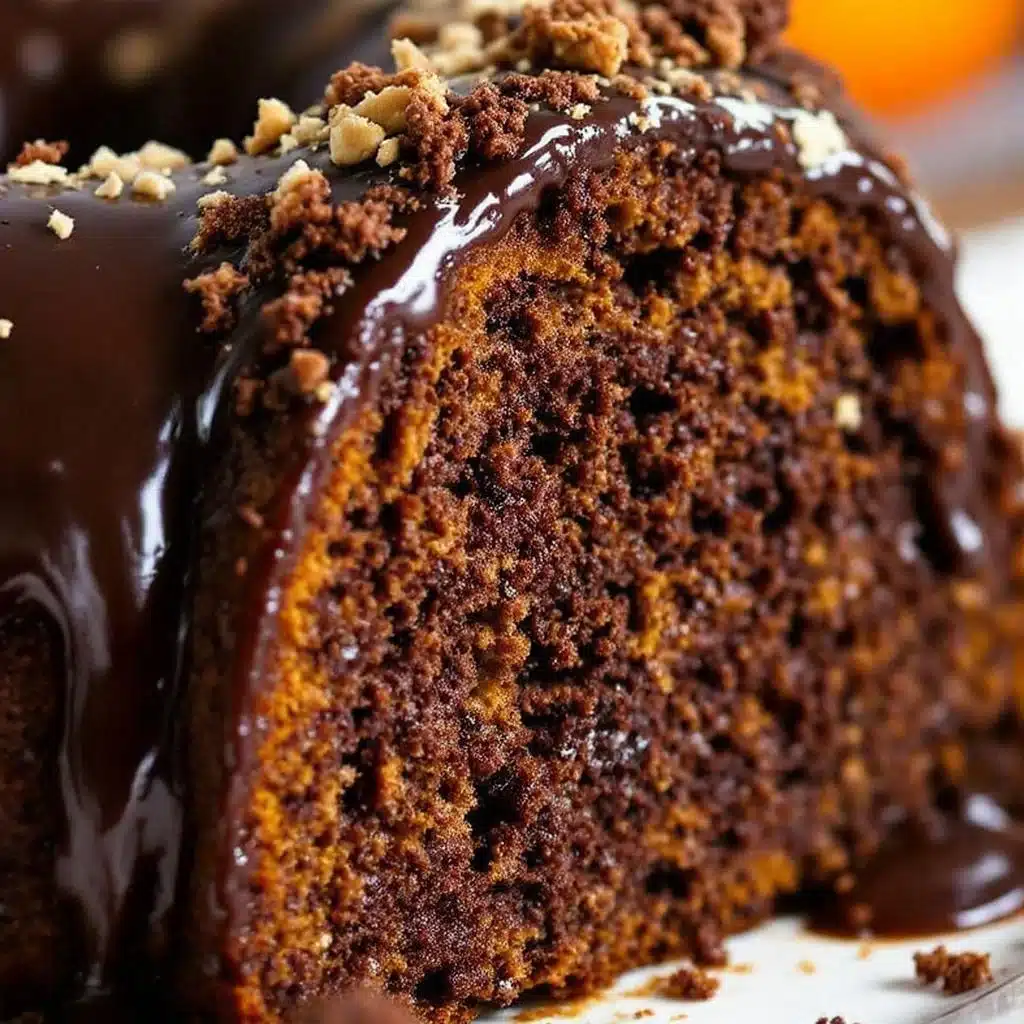 moist chocolate pumpkin bundt cake with espresso glaze - featured image