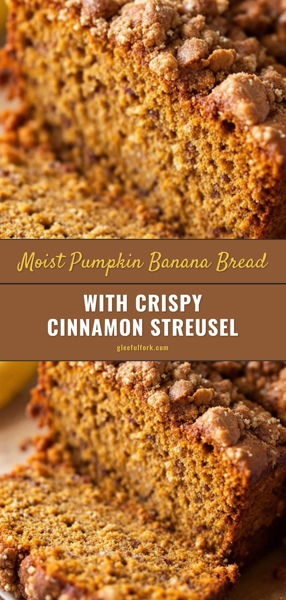 Moist Cinnamon Streusel Pumpkin Banana Bread recipe