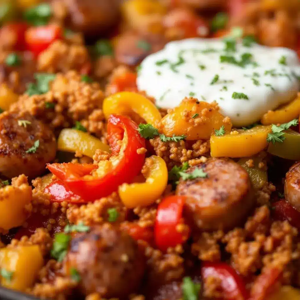 sheet pan sausage and peppers fajita dinner preparation steps