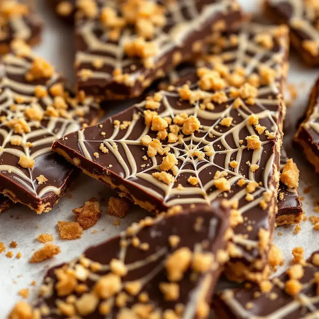 spider web chocolate peanut butter bark preparation steps