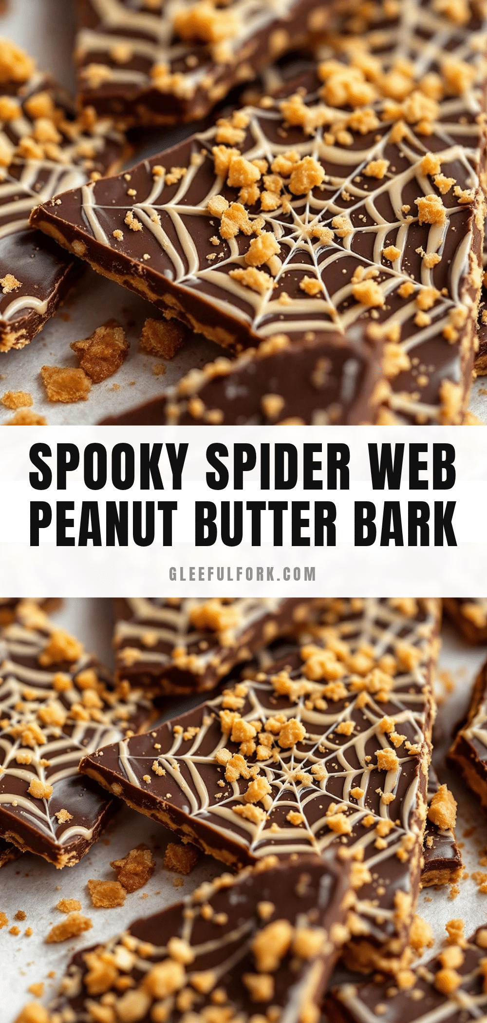 spider web chocolate peanut butter bark recipe