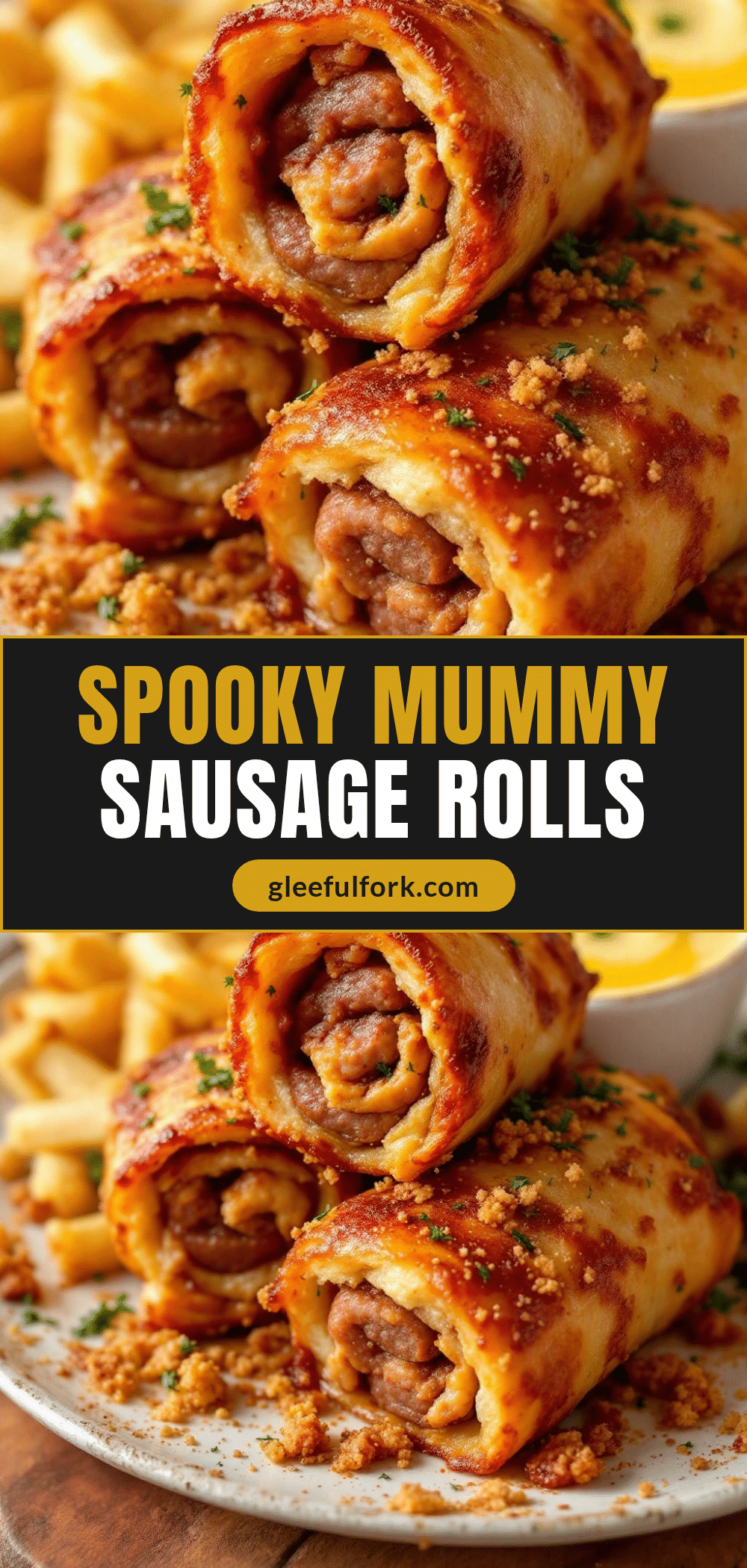 Spooky Mummy Sausage Rolls recipe